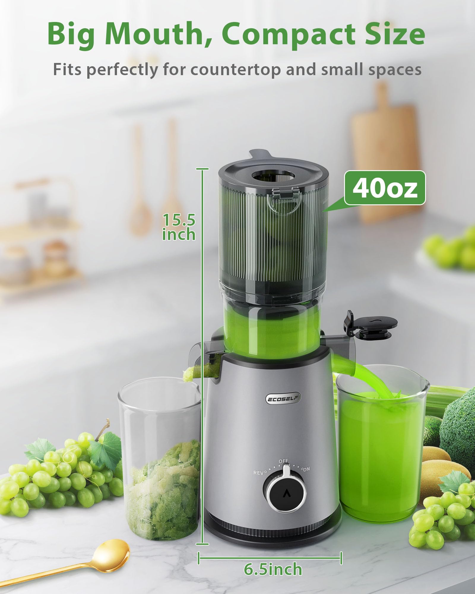 ECOSELF one-button control simplifies juicing and enhances safety.