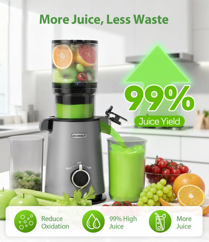 ECOSELF slow masticating technology preserves nutrients during juicing.