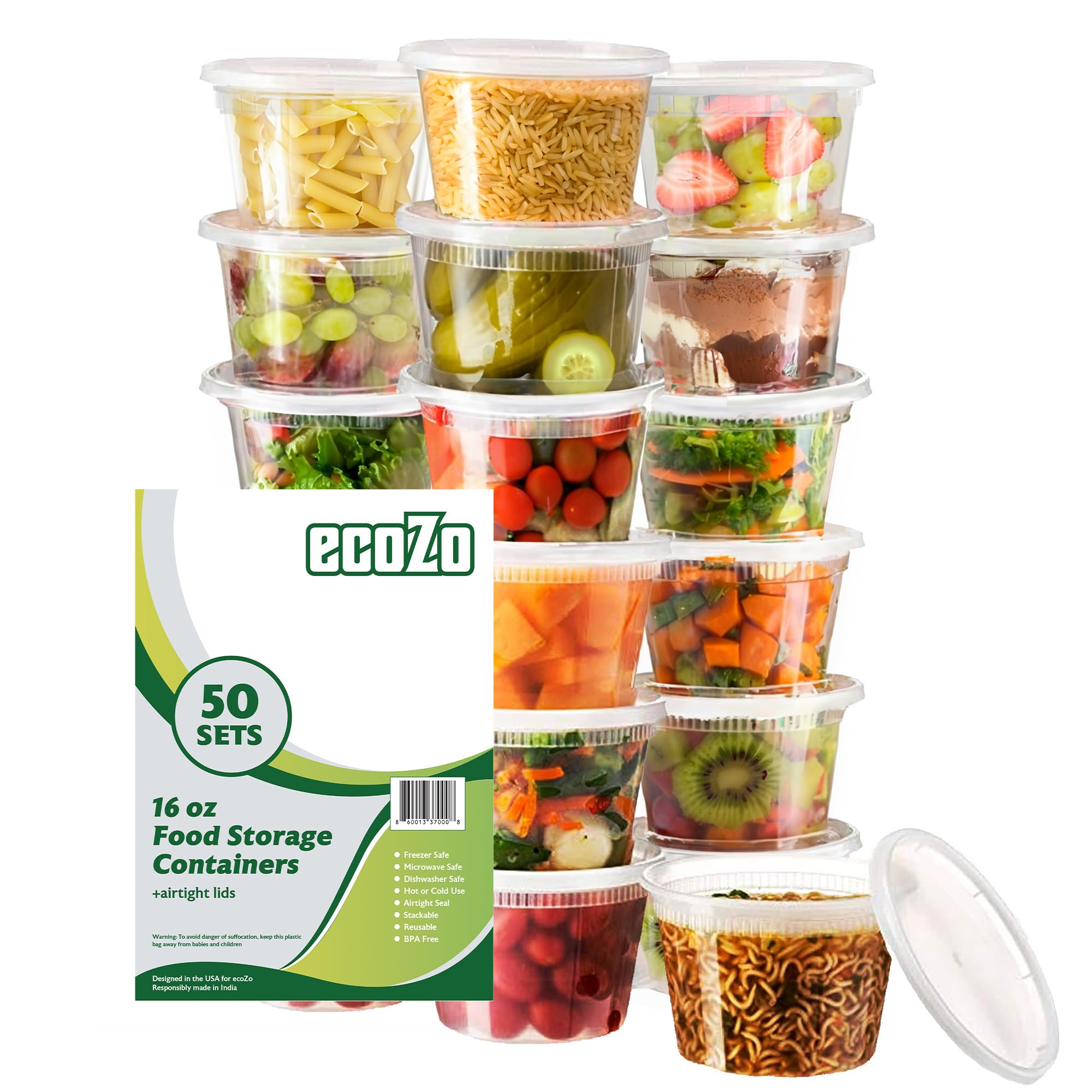 ecoZo 16oz container with secure lid for leak-free freshness