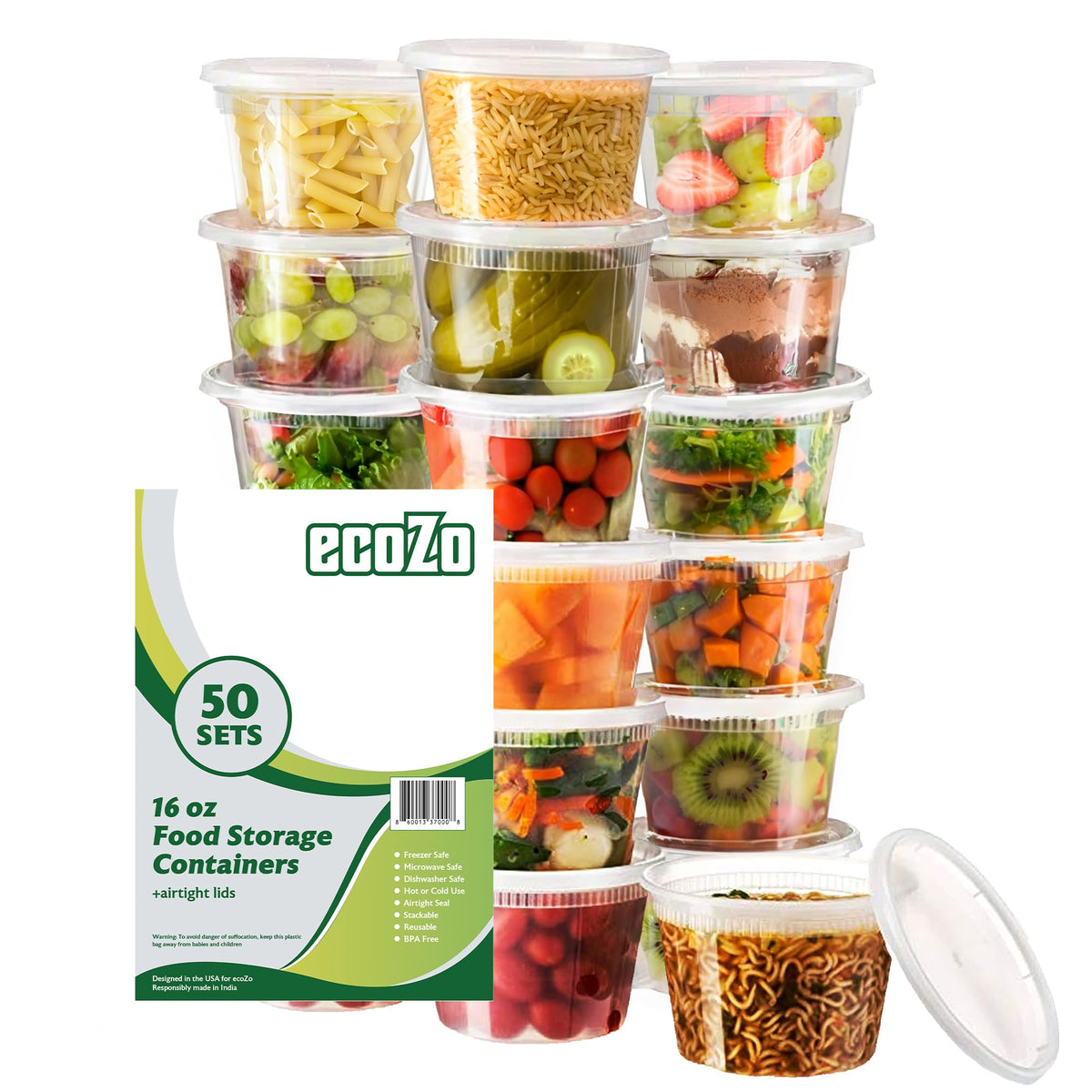 ecoZo 16oz container with secure lid for leak-free freshness
