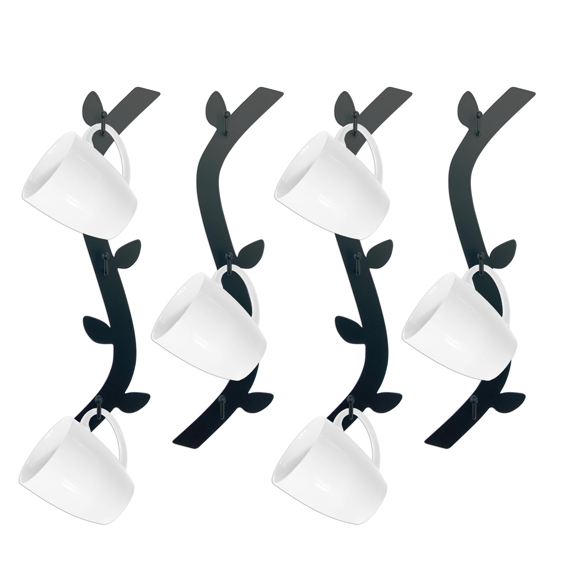 Ecqizer Coffee Mug Wall Rack metal tree holds mugs neatly and accessibly.