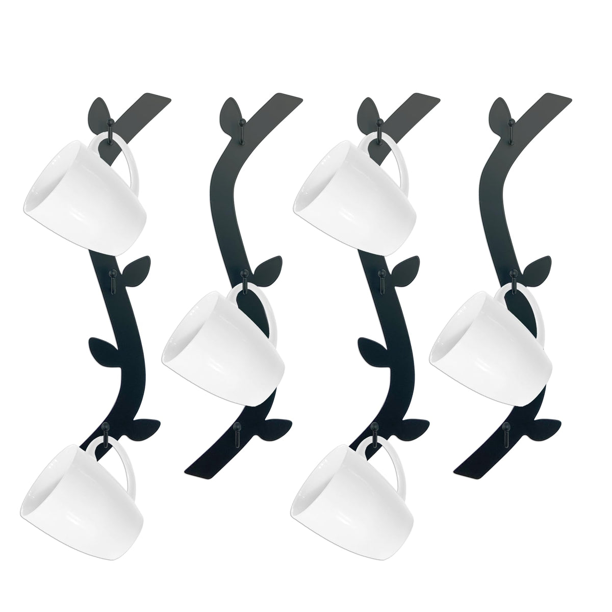 Ecqizer Coffee Mug Wall Rack metal tree holds mugs neatly and accessibly.