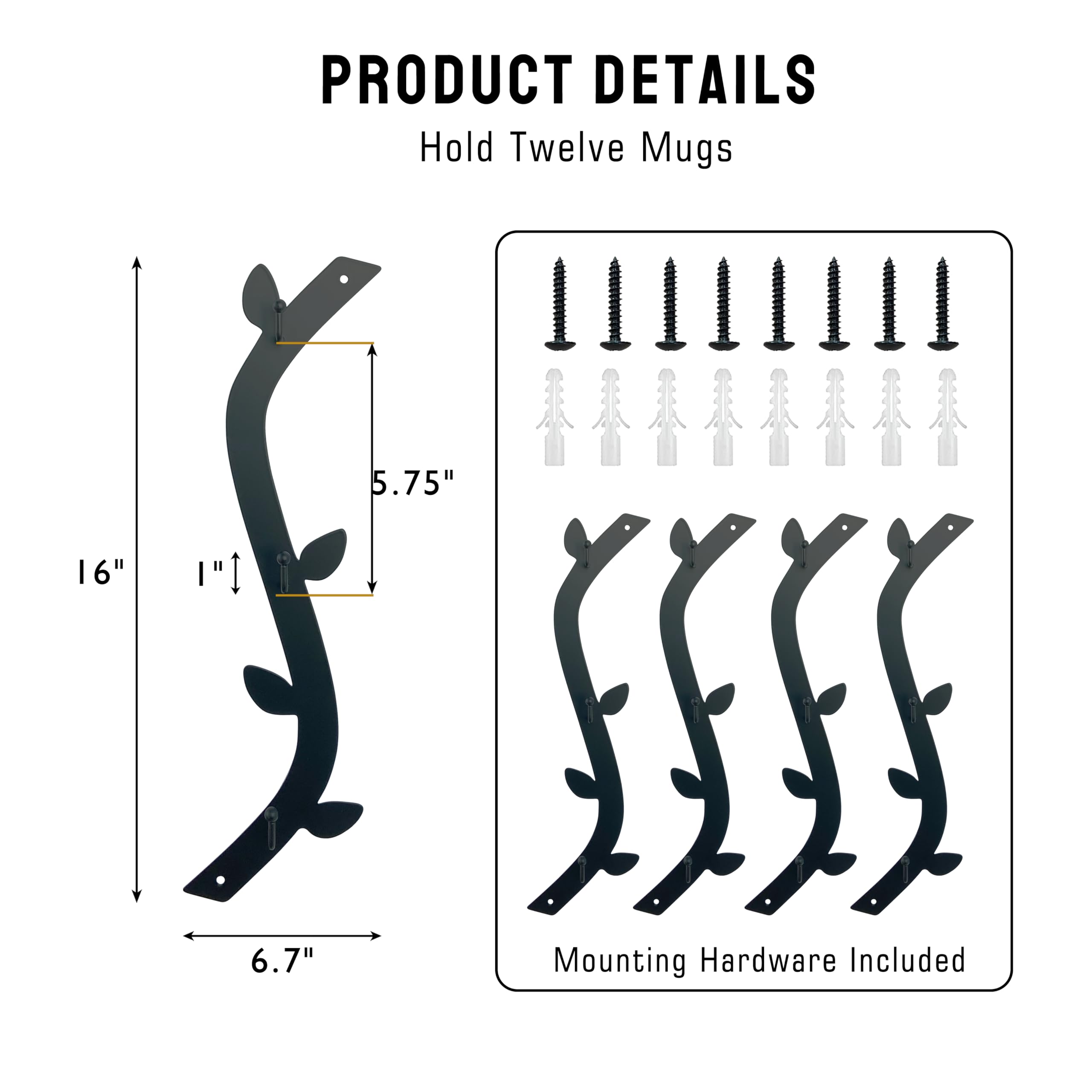 Ecqizer metal cup holder wall decor adds sleek, space-saving storage.