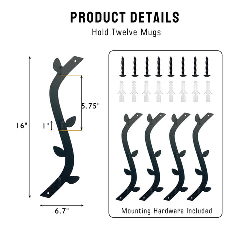 Ecqizer metal cup holder wall decor adds sleek, space-saving storage.