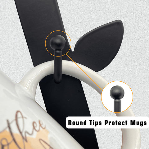 Ecqizer mug storage and decor display frees counter space.