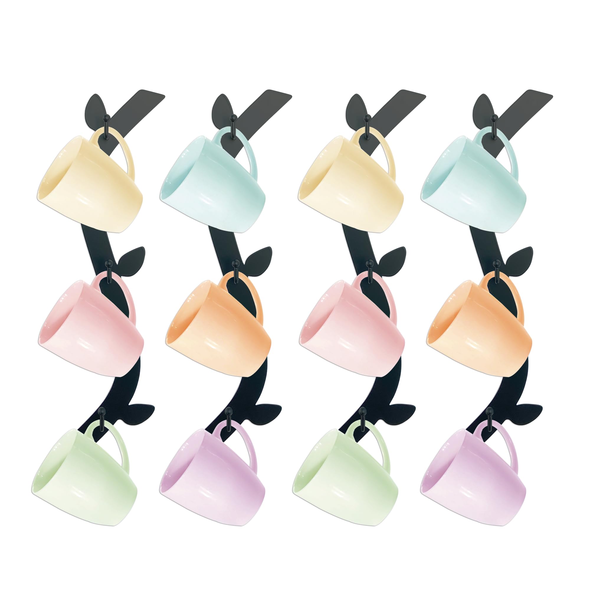 Ecqizer wall mug tree display showcases mugs stylishly in any room.