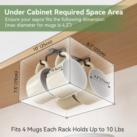Under-cabinet coffee cup holder installed securely in minutes