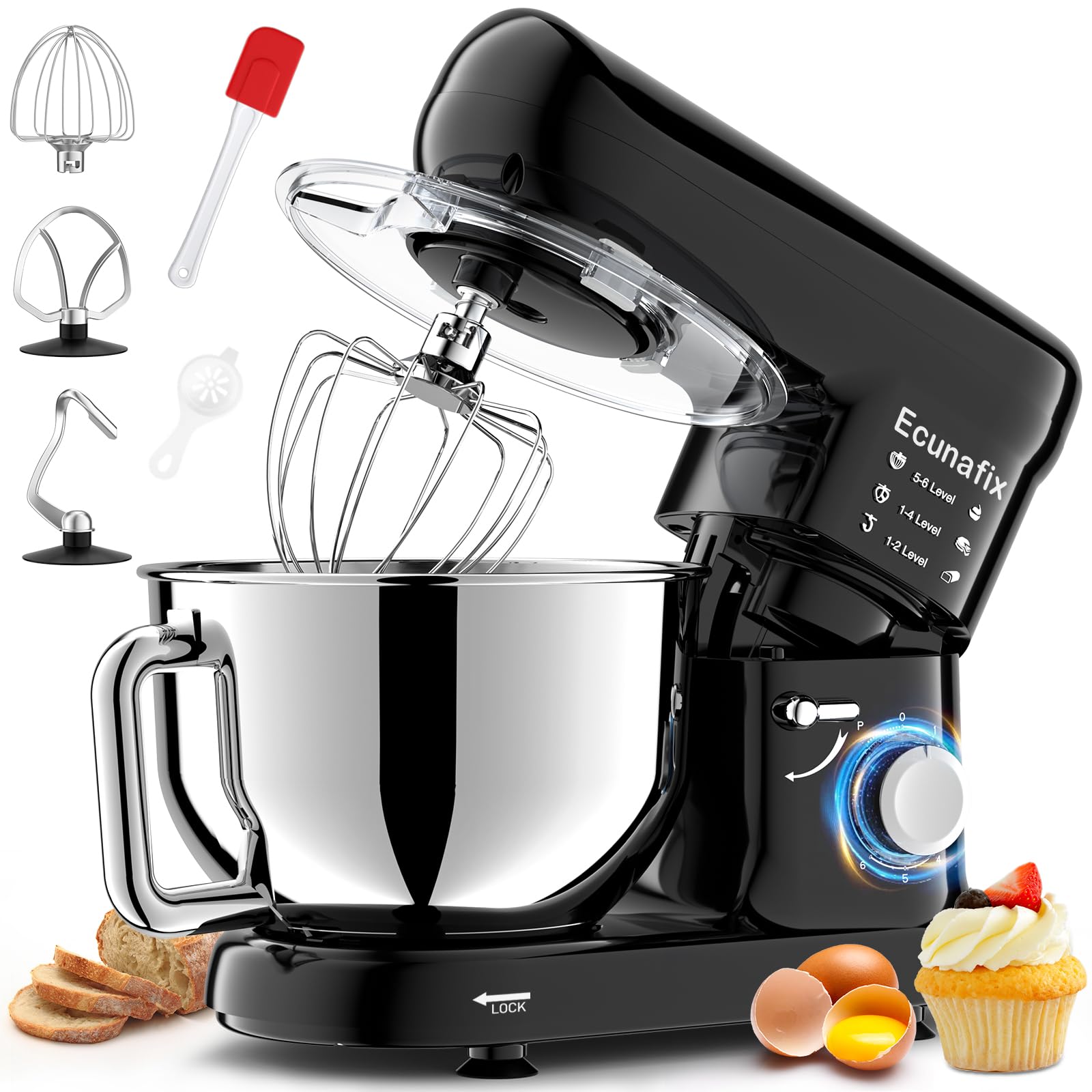 Ecunafix kitchen mixer 660W power for smooth batter and even mixing.