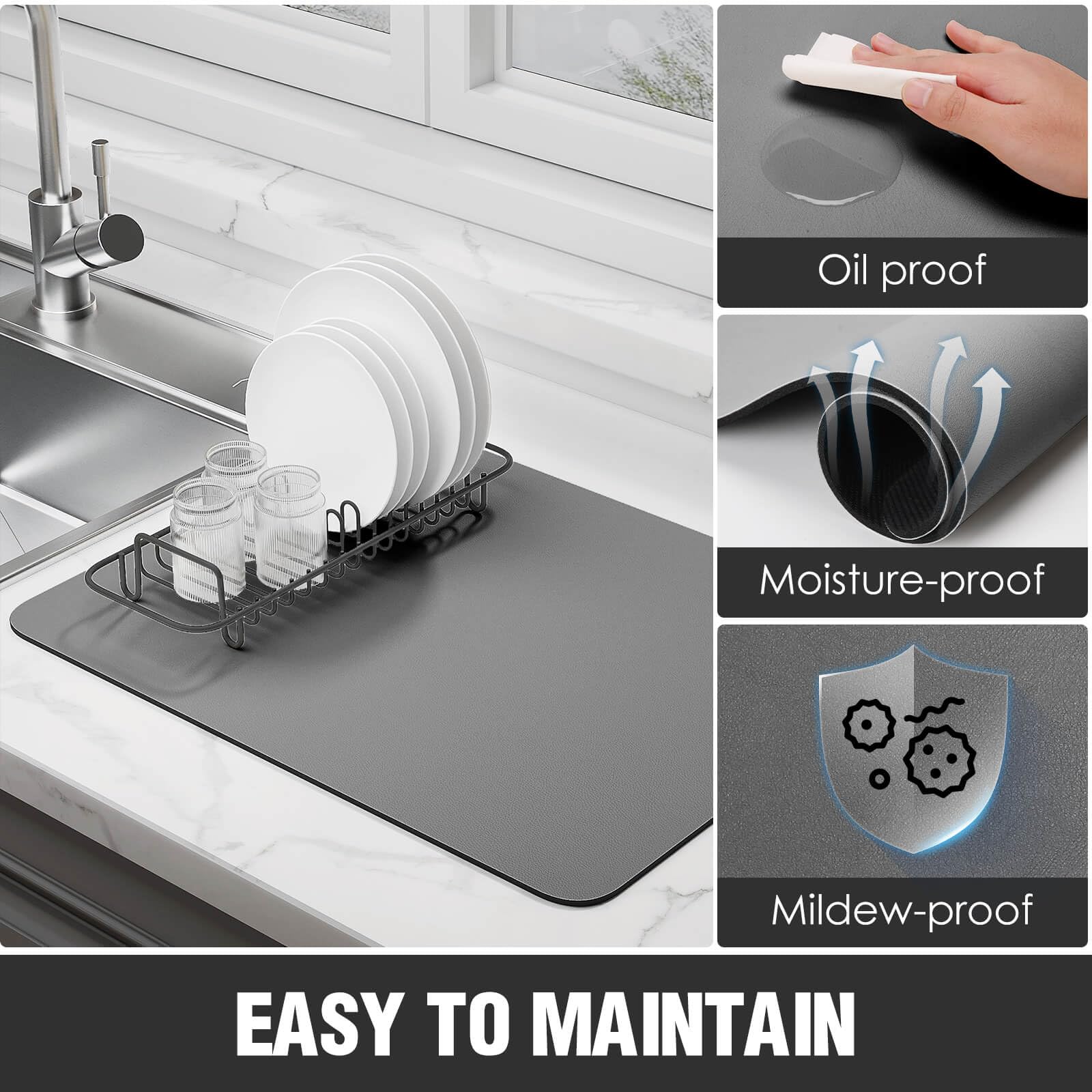 EDC-BFYOU 0.2-inch thick mat provides durable kitchen protection