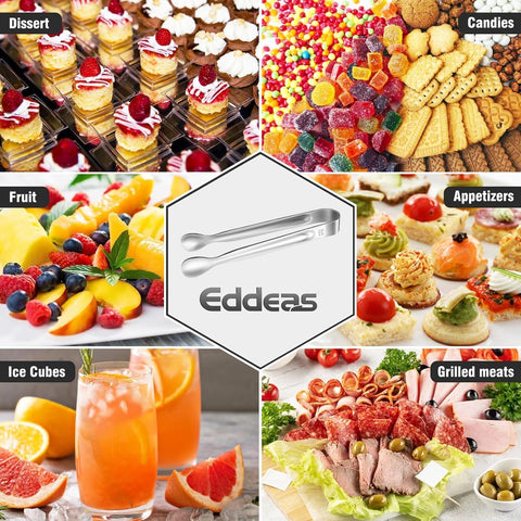 Eddeas 4inch tongs in dessert setup for candy and fruit