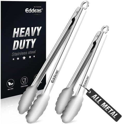 Eddeas all-metal tongs 9-inch heat-resistant for precise flipping of meats