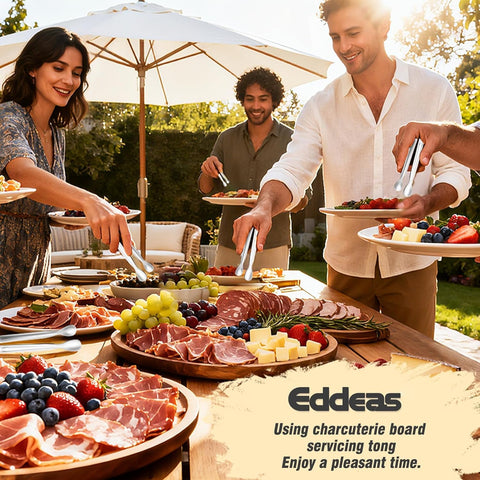 Eddeas appetizers tongs in silver for a buffet
