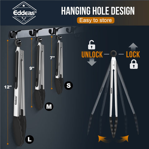 Eddeas compact locking tongs fit in narrow drawers