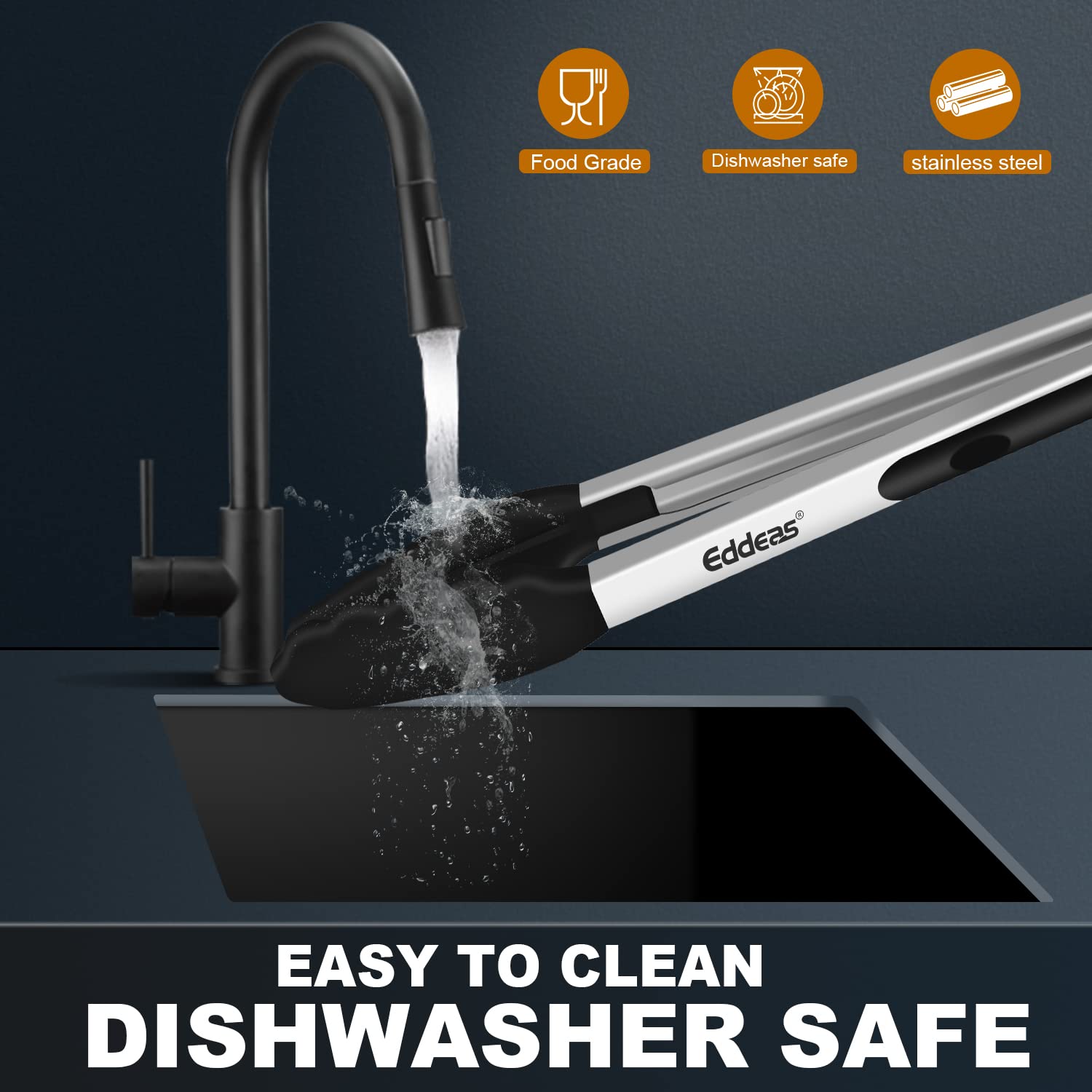 Eddeas dishwasher safe tongs for quick, easy cleanup