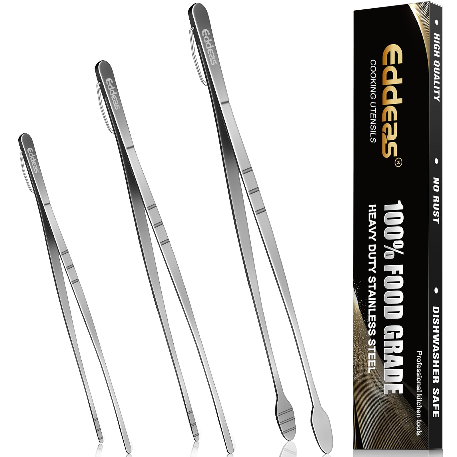Eddeas kitchen tweezers 12-inch for precise grabbing of meat and delicate items.
