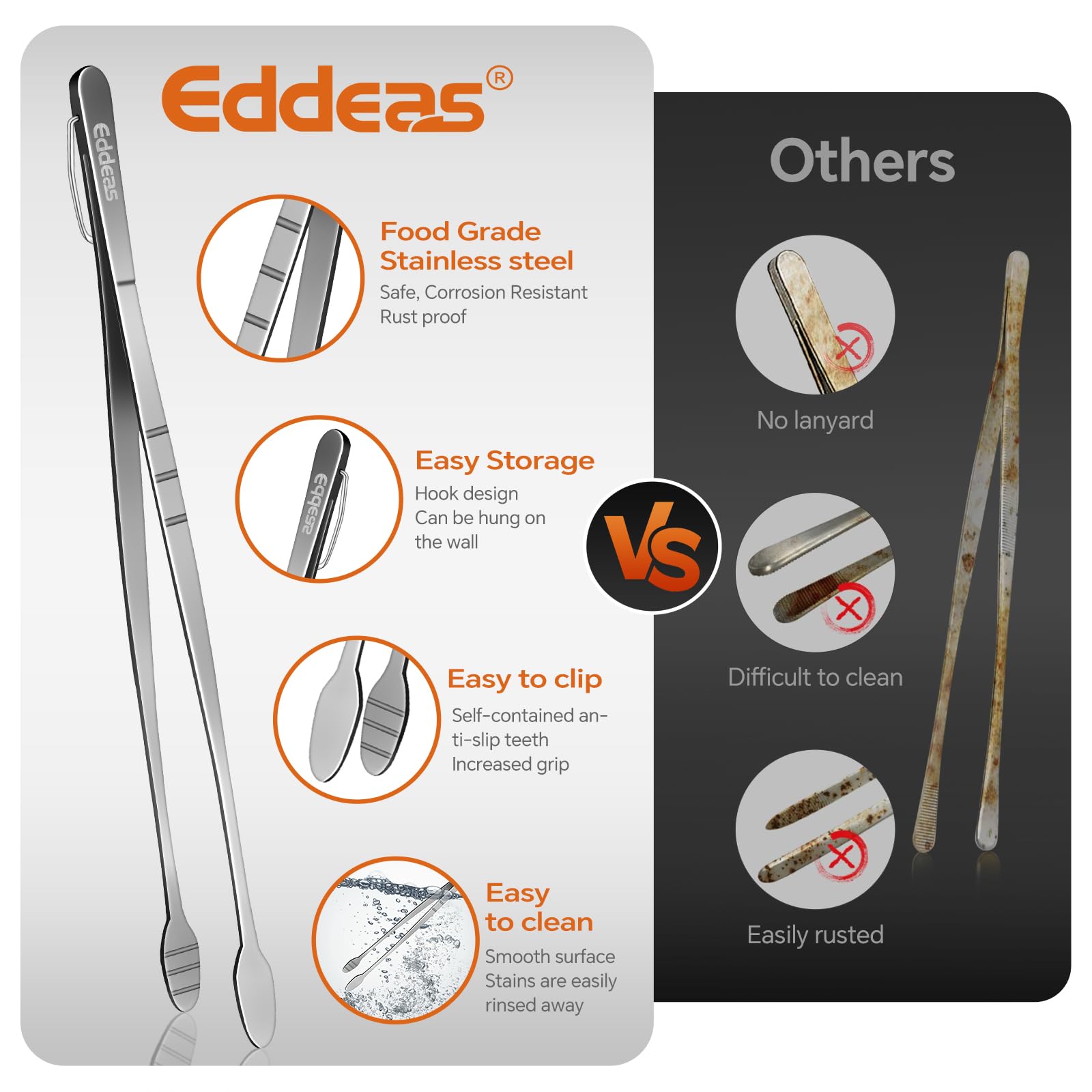 Eddeas kitchen tweezers 8-inch perfect for plating tiny morsels with control.