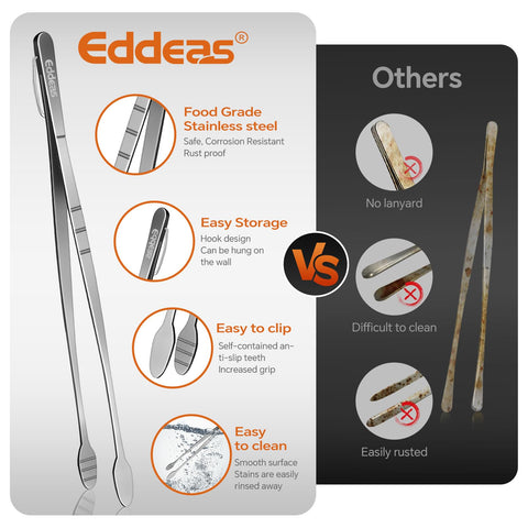 Eddeas kitchen tweezers 8-inch perfect for plating tiny morsels with control.