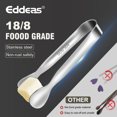 Eddeas mini tongs, 304 stainless steel, durable and rust-resistant for daily use.