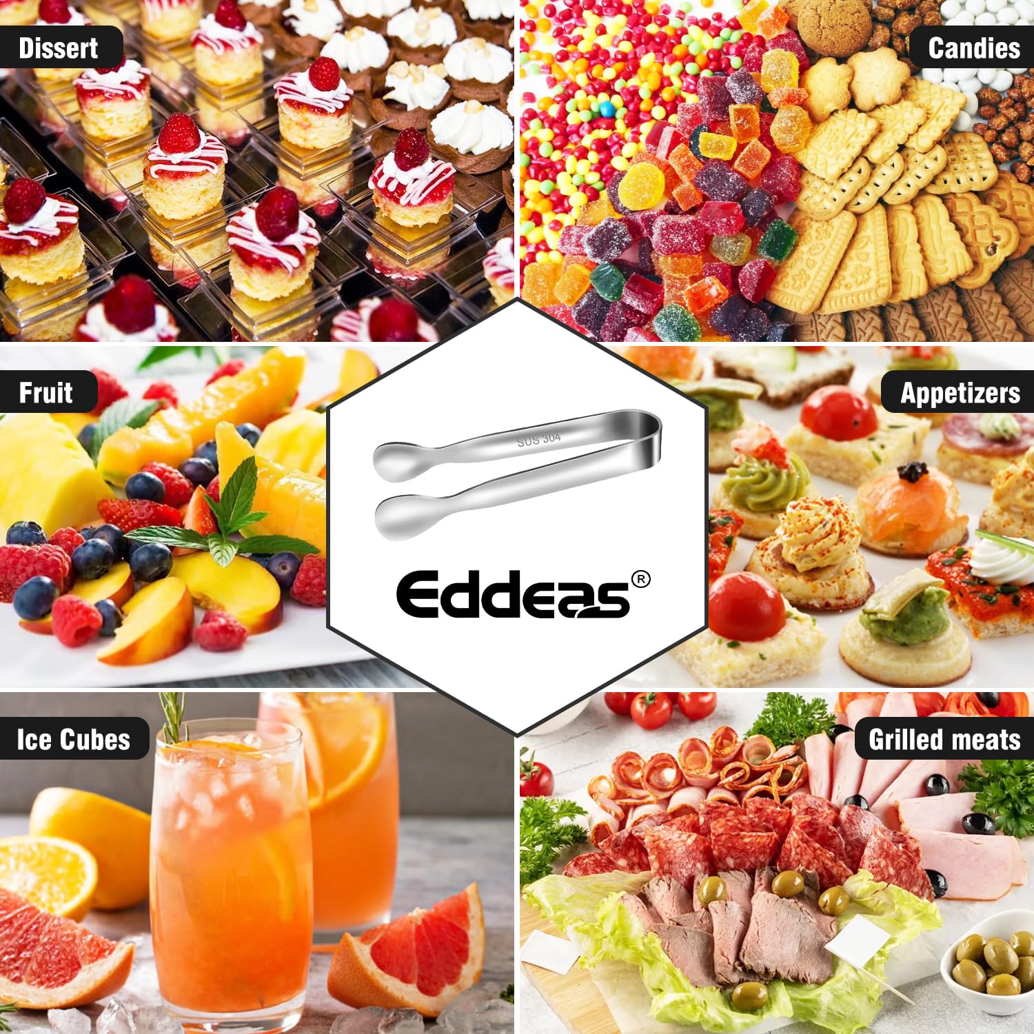 Eddeas mini tongs with elegant design, gift-ready for gatherings.