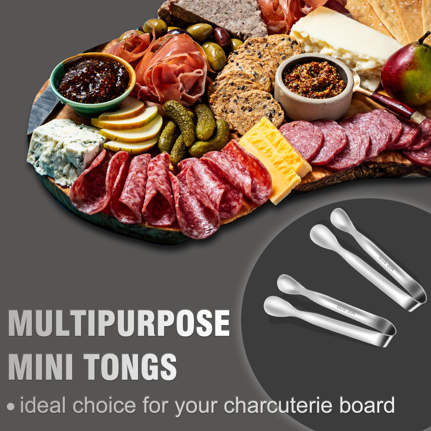 Eddeas mini tongs for ice cubes, ideal for beverages and buffets.