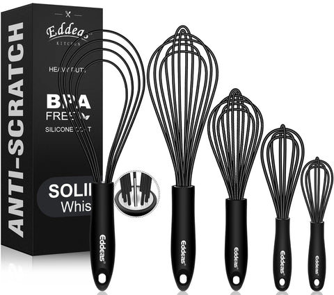Eddeas silicone whisk 5in balloon for light mixing without scratching pans
