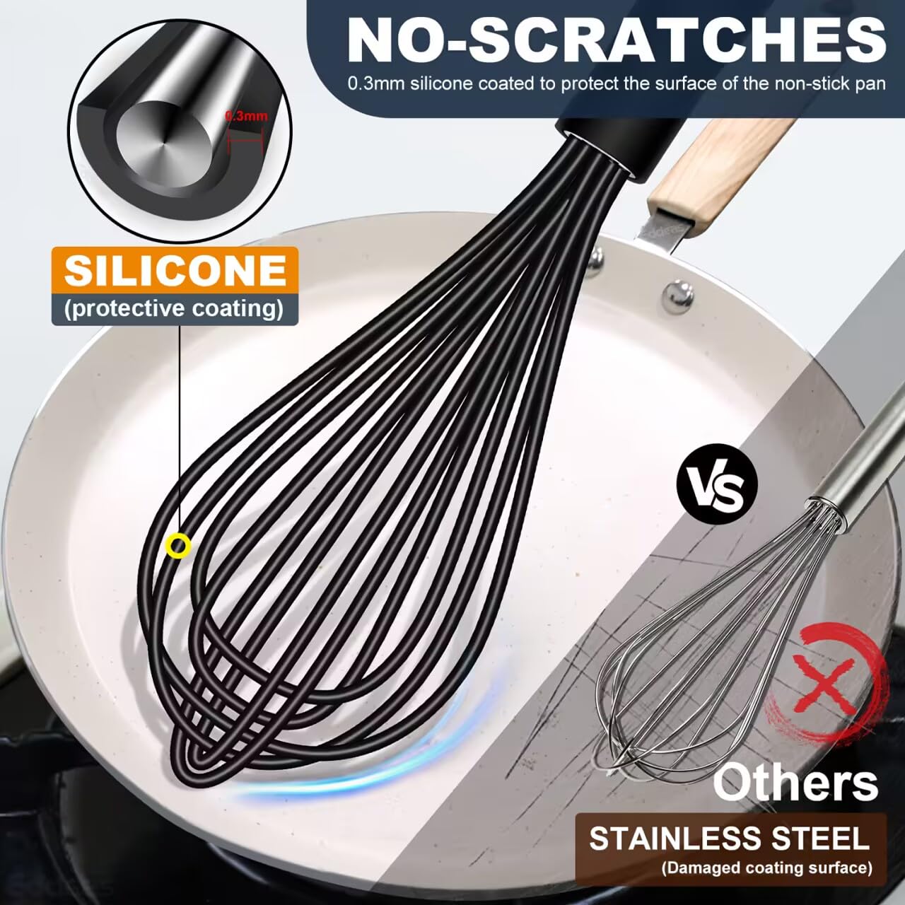 Eddeas silicone whisk 7in balloon for sauces and light batters