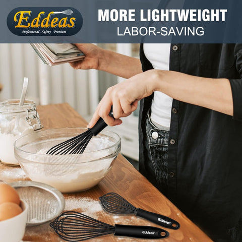 Eddeas silicone whisk nonstick-safe coating protects surfaces