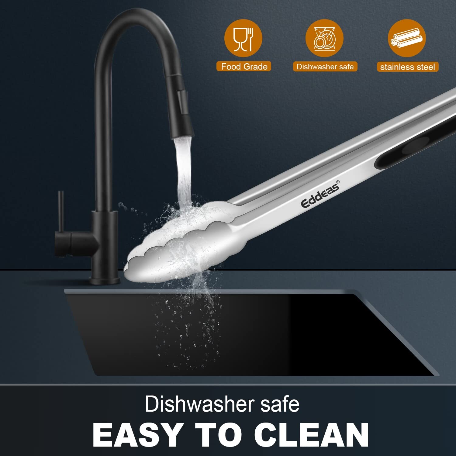 Eddeas dishwasher-safe tongs clean easily after cooking