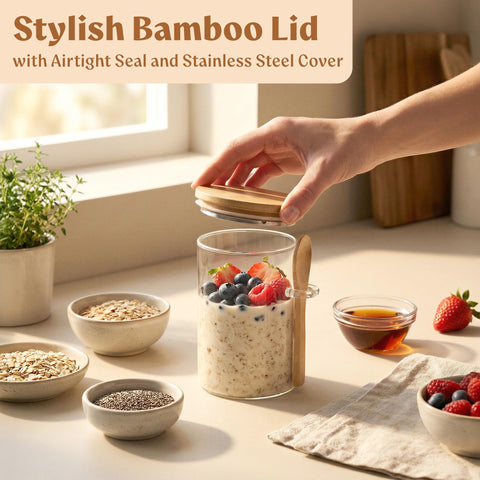 EDELHAUS 16oz glass jar perfect for overnight oats and daily meal prep.