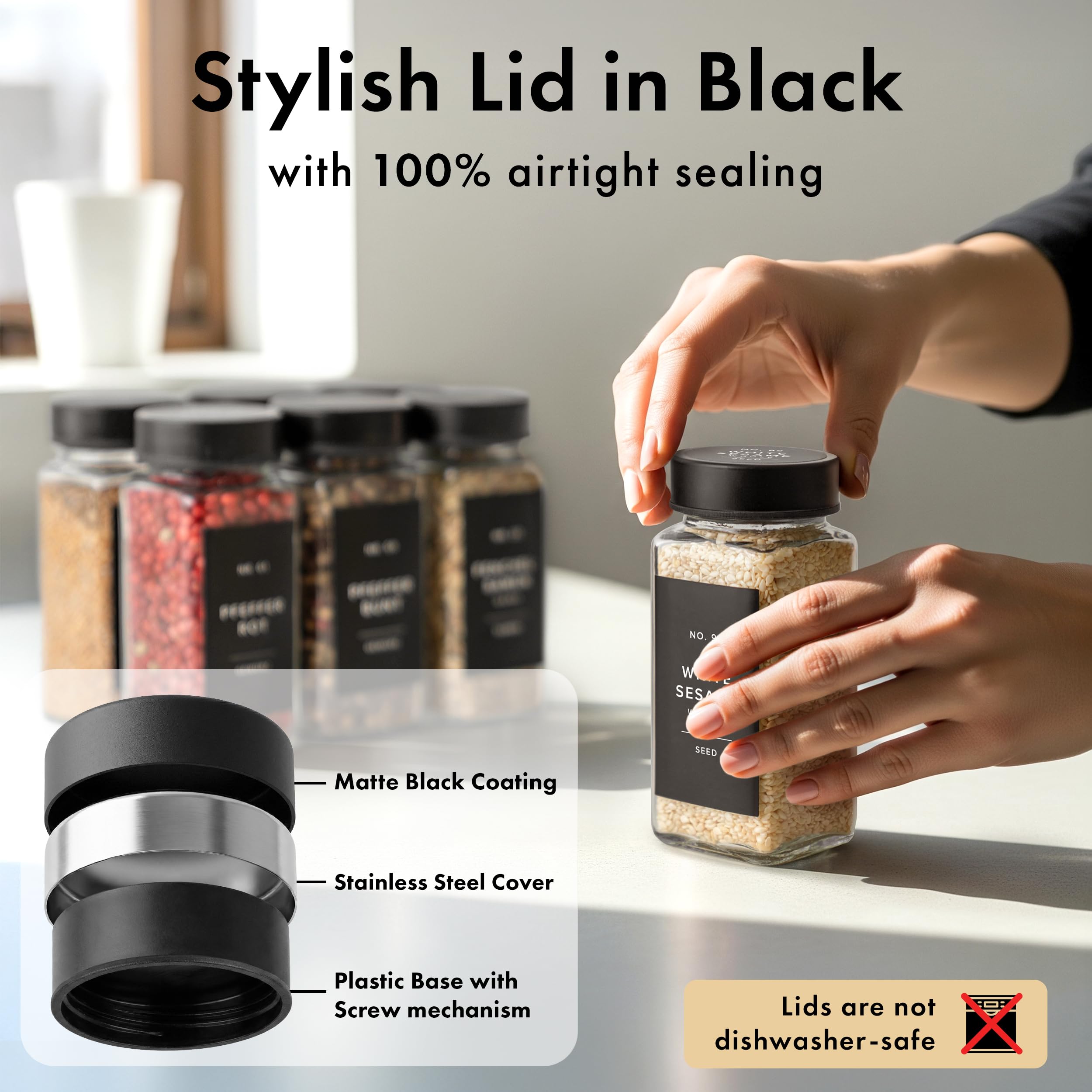 EDELHAUS 4oz capacity fits spices, herbs, or tiny items.