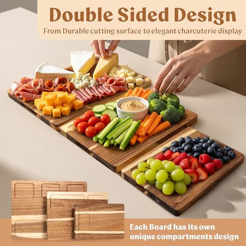 EDELHAUS acacia cutting board juice groove catches liquids to keep counters clean.