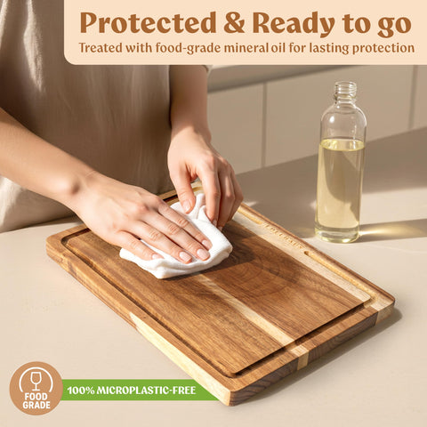 EDELHAUS acacia cutting board non-toxic materials ensure safe food prep.
