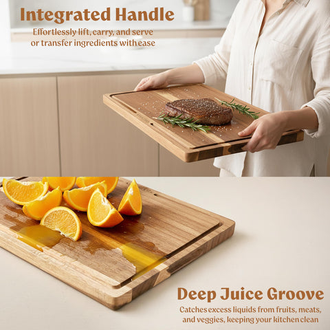 EDELHAUS acacia cutting board storage stand keeps boards dry and accessible.