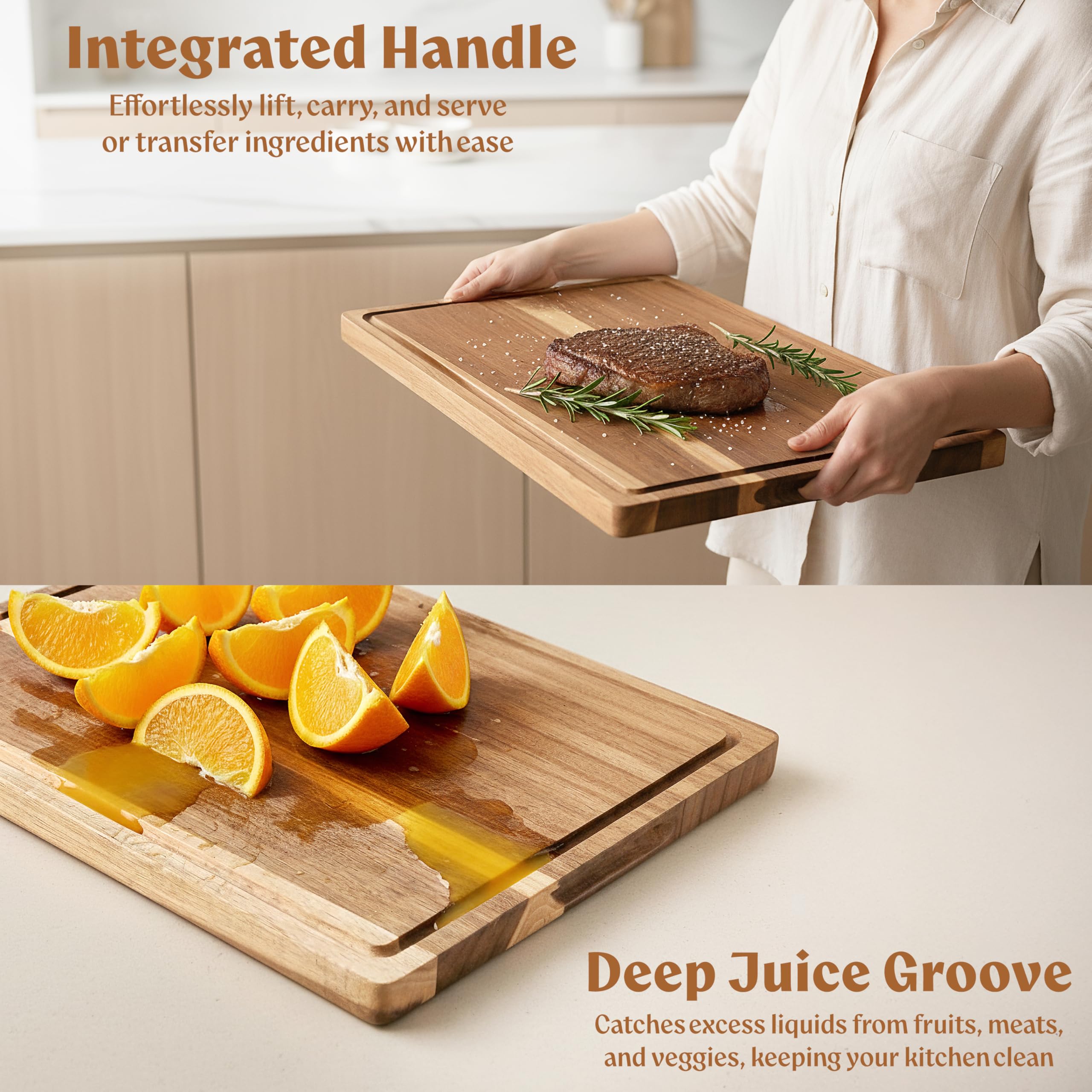 EDELHAUS Acacia XL Cutting Board charcuterie and meal prep centerpiece