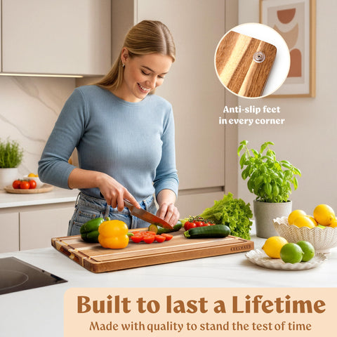 EDELHAUS Acacia XL Cutting Board double-sided design, ideal for chopping and stylish serving