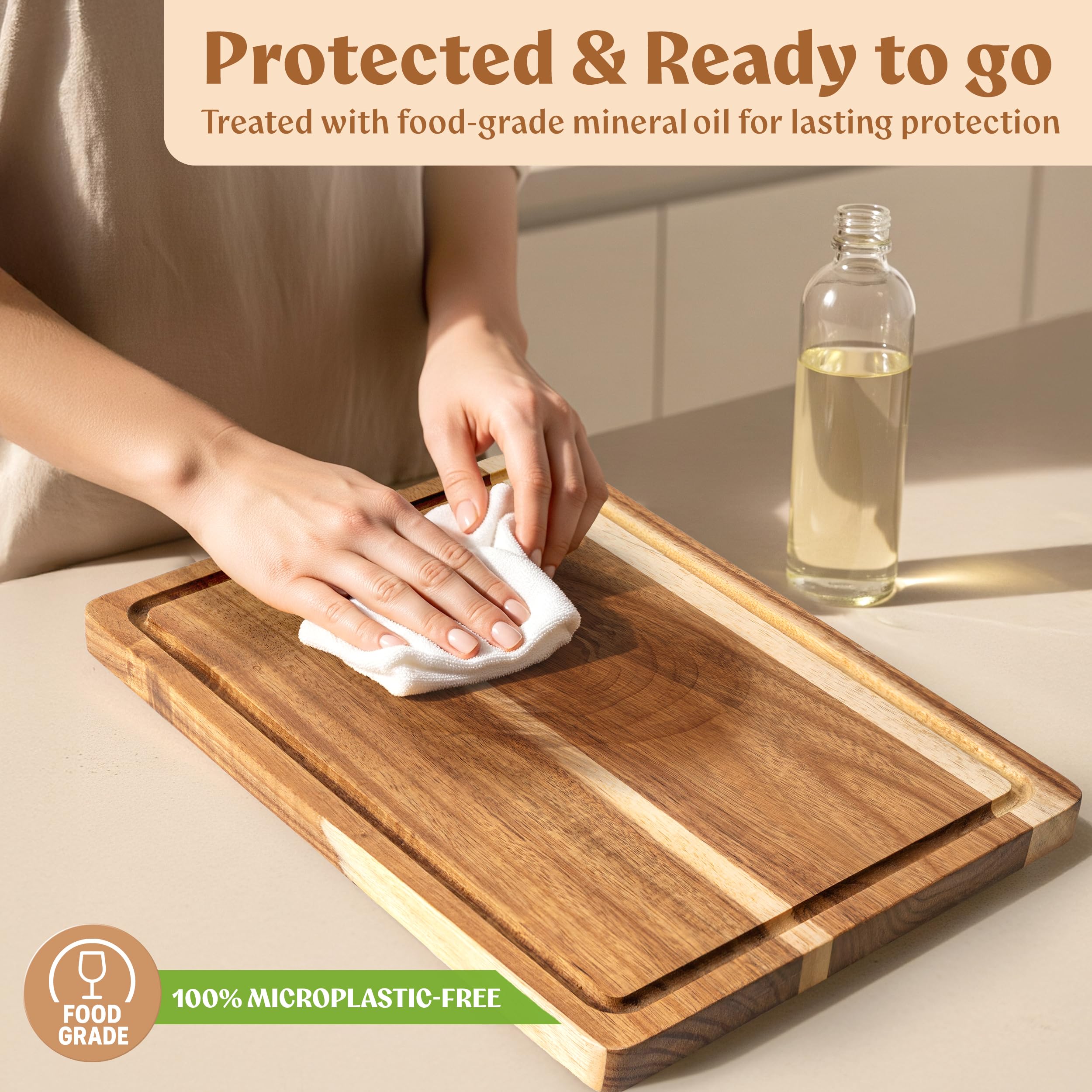 EDELHAUS Acacia XL Cutting Board easy to wash after use
