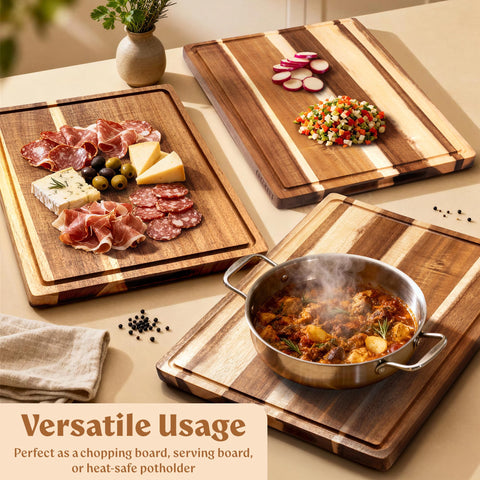 EDELHAUS Acacia XL Cutting Board moisture-resistant wood grain and easy cleaning