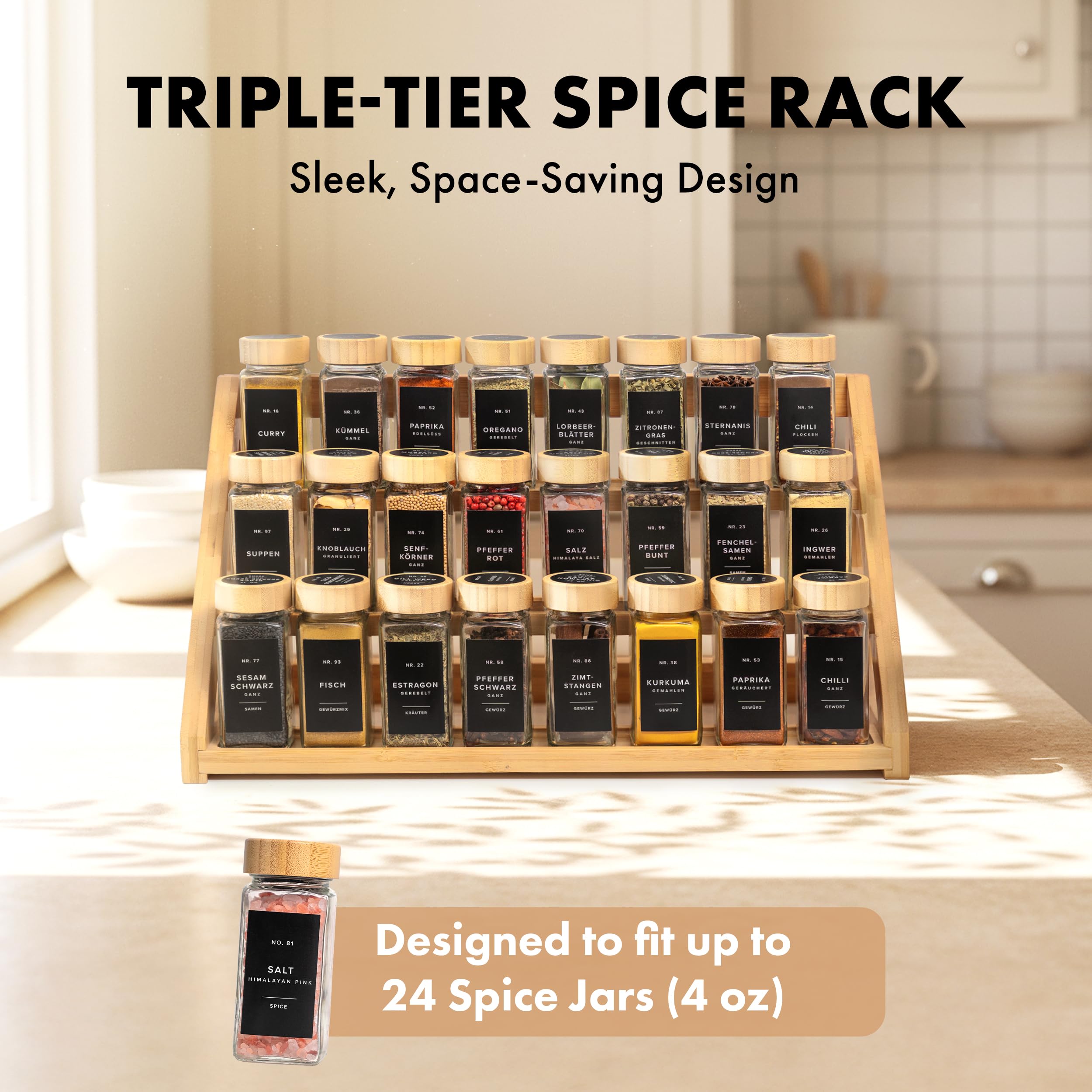 Edelhaus countertop spice organizer keeps spices accessible on the counter.