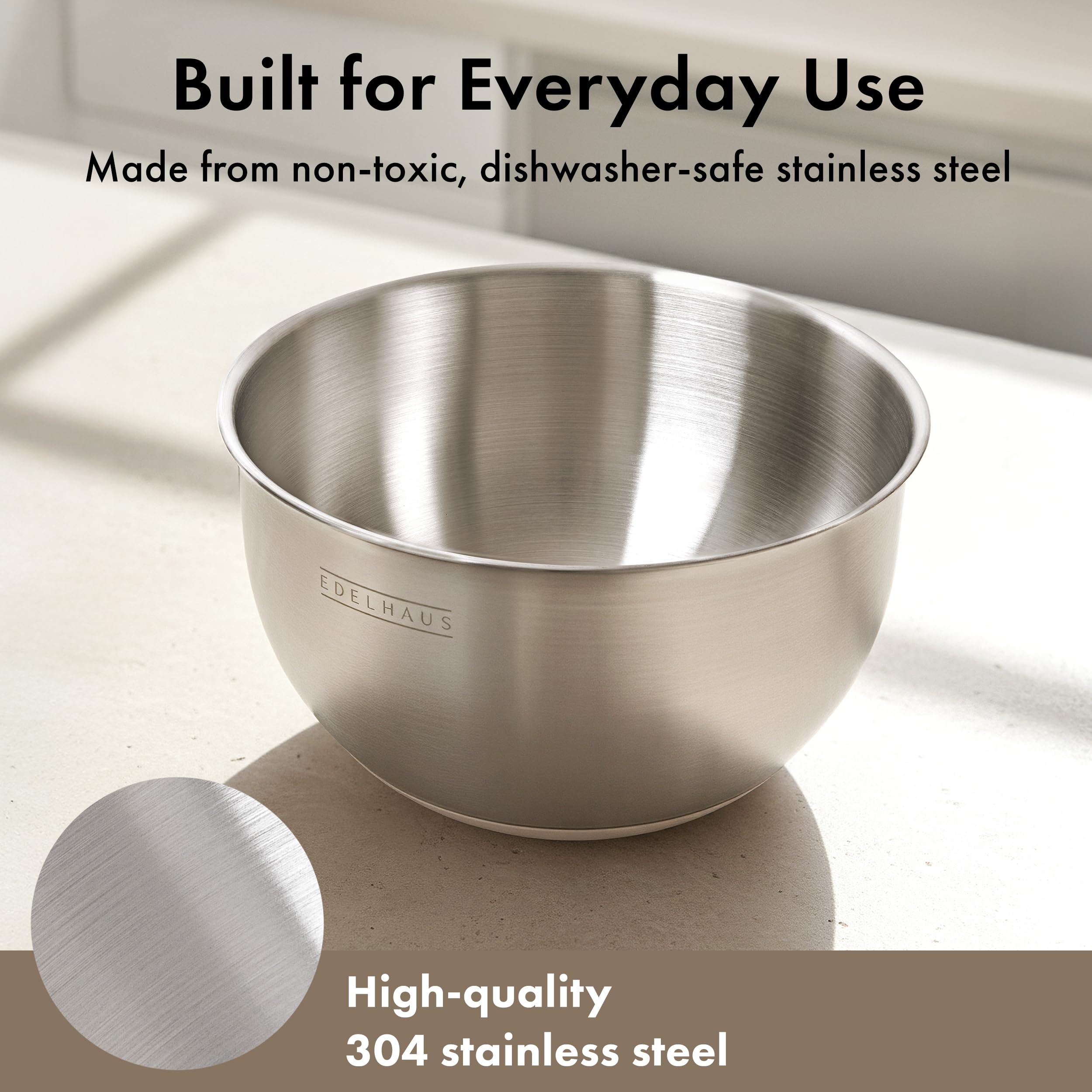 EDELHAUS non-slip base keeps the bowl steady during spins.