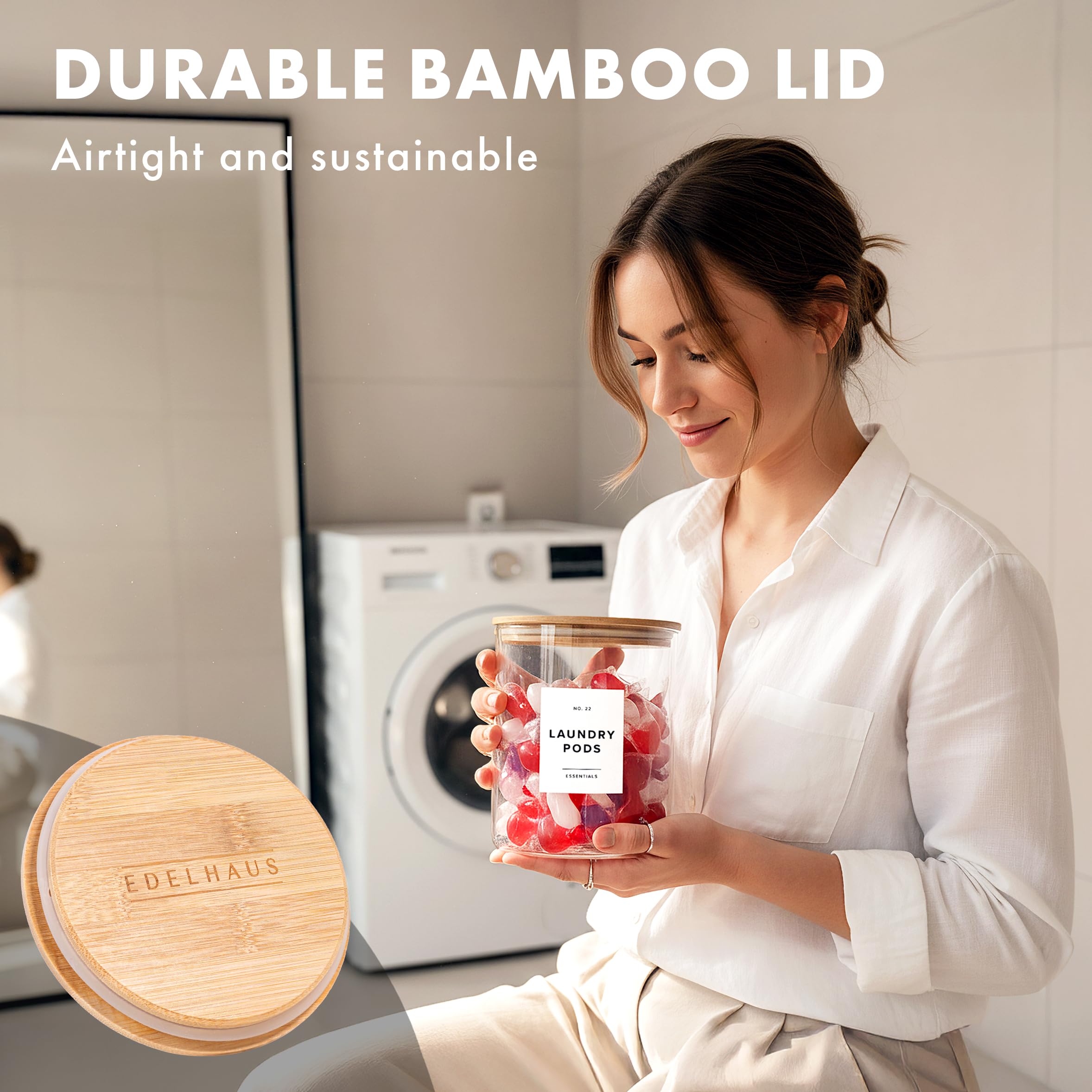 Edelhaus see-through glass containers keep contents visible for quick decisions.