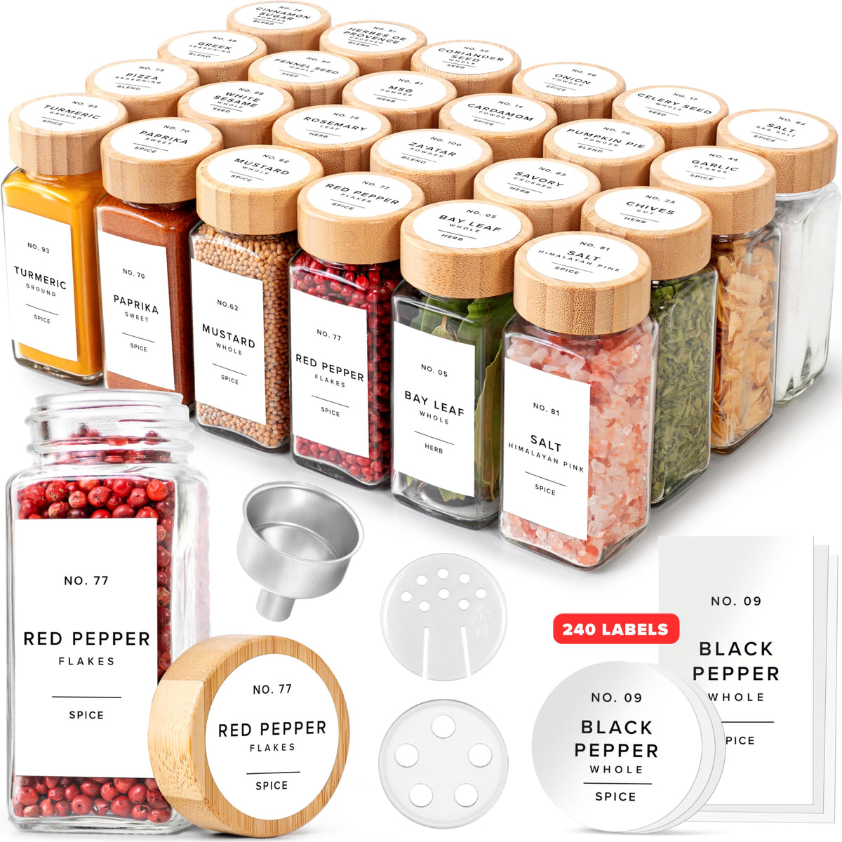 EDELHAUS square spice jars with bamboo lid optimize organized spice storage.