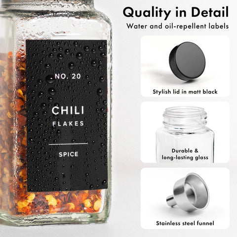 EDELHAUS square jars fit neatly in spice drawers.