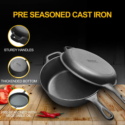 EDGING CASTING 10-inch skillet with lid for precise frying and browning.