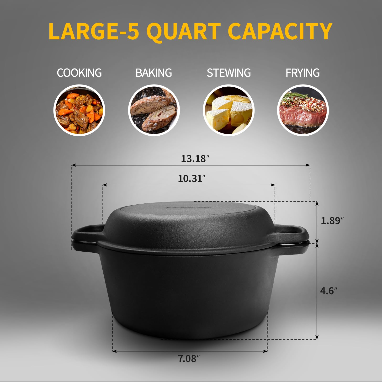 EDGING CASTING cast-iron pot with integrated handles for safe transport.
