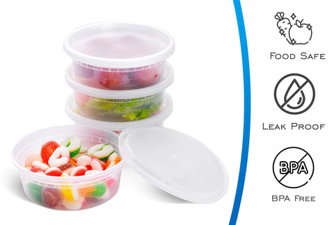 EDI clear stackable deli containers keeping leftovers organized and easy to identify.