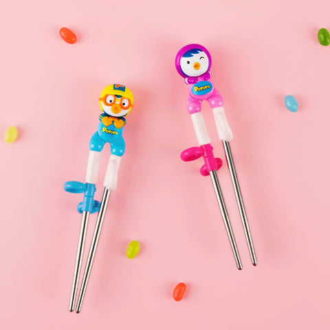 Easy grip Pororo chopsticks for children learning to use utensils