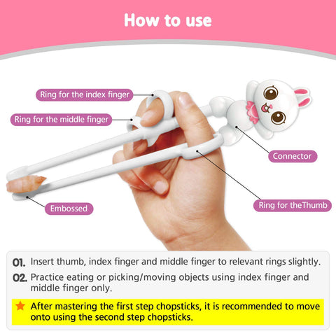 Edison Friends Rabbit White Chopsticks animal connector detail encourages playful learning during meals