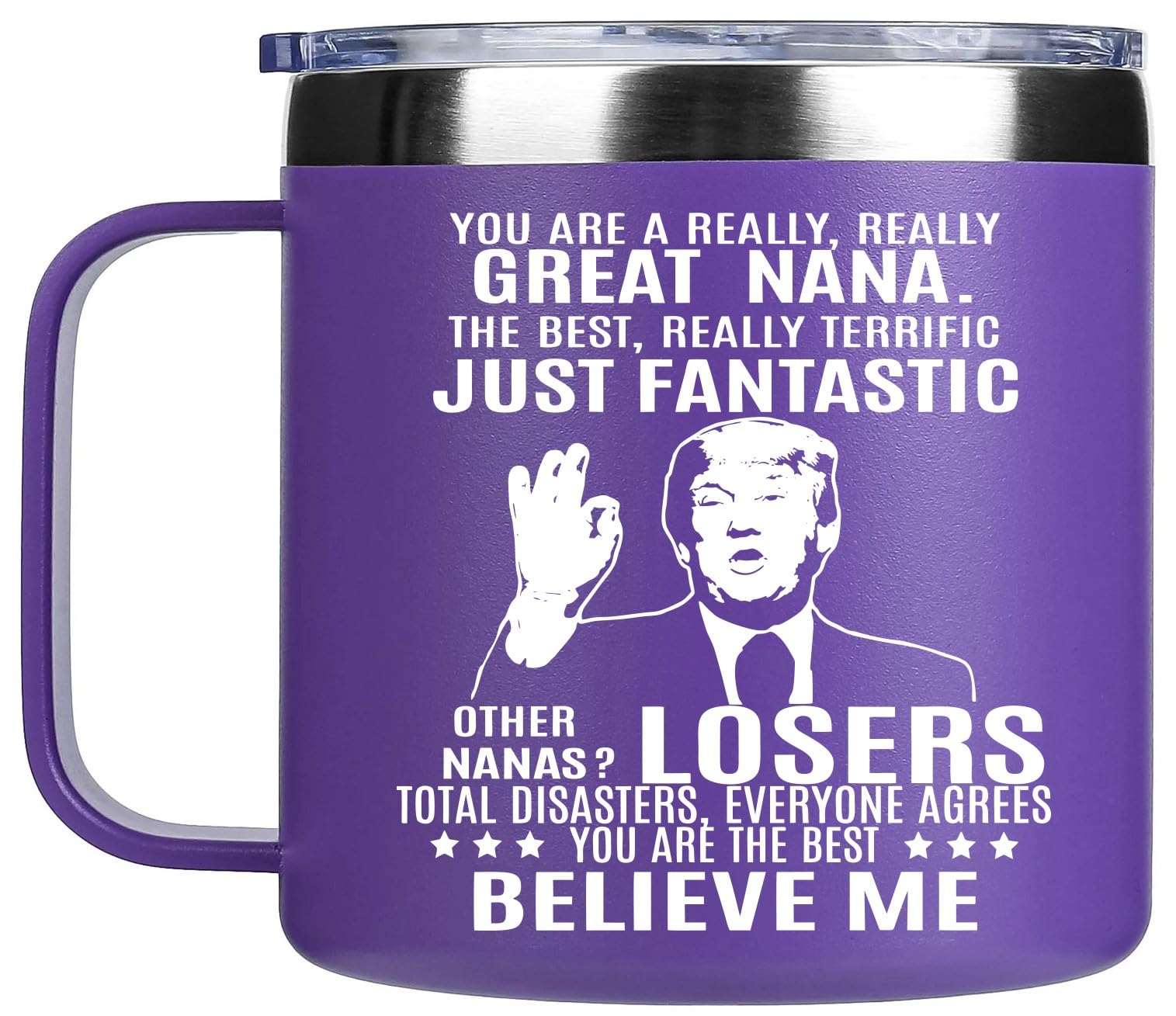 Edizzone Nana Gifts 14oz cup held in hand for on-the-go coffee