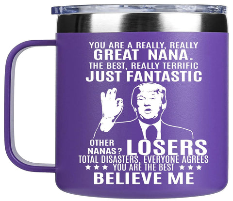 Edizzone Nana Gifts 14oz cup held in hand for on-the-go coffee