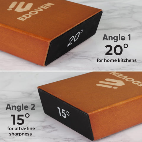 EDOVEN sharpener set to 20-degree angle for everyday use